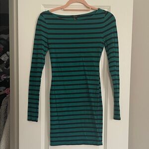 Forever 21 Teal and Black Striped Dress